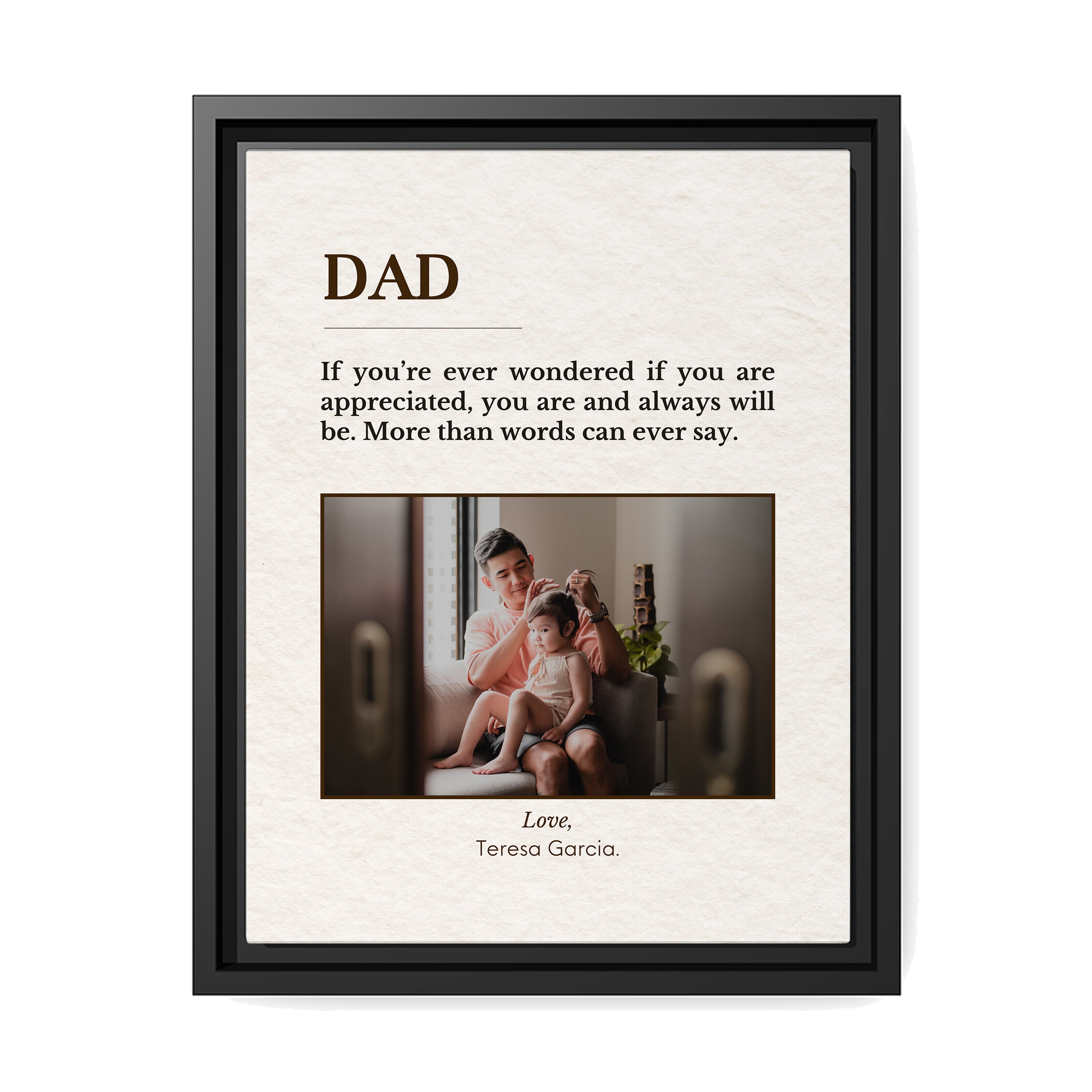 More than words can ever say - Personalized Father's Day or Birthday gift for Dad - Custom Canvas Print - MyMindfulGifts