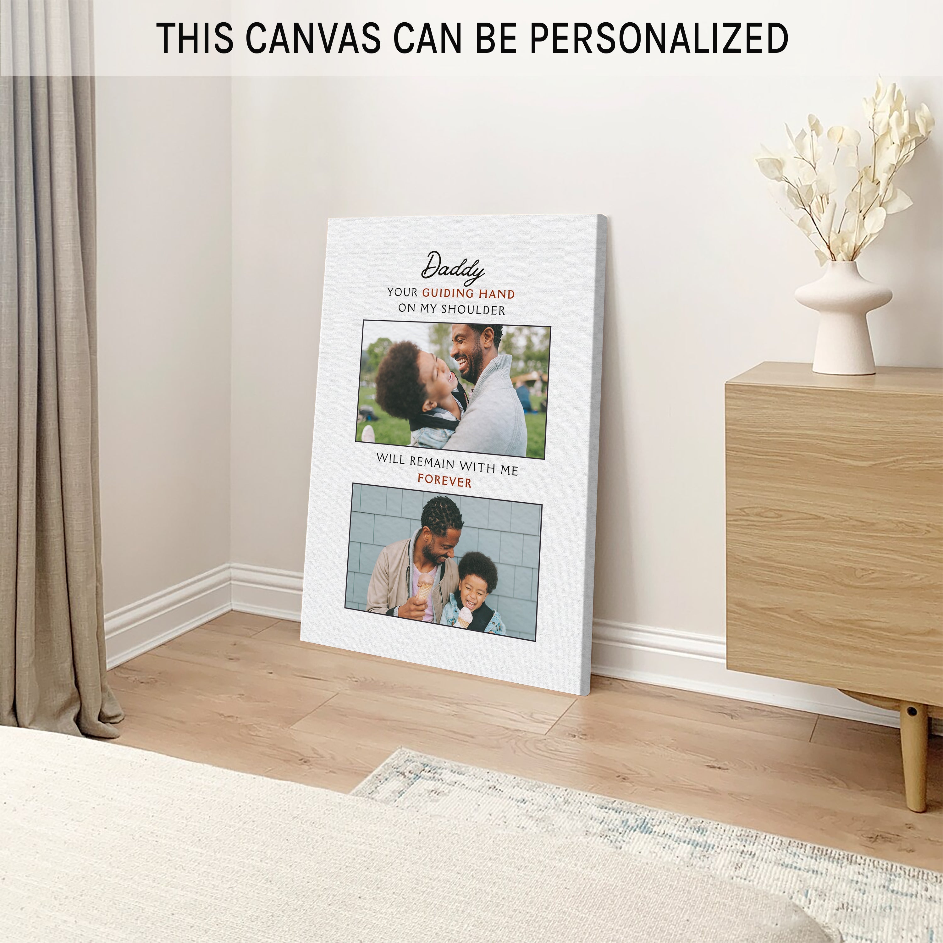 Daddy, your guiding hand on my shoulder - Personalized Father's Day or Birthday gift for Dad - Custom Canvas Print - MyMindfulGifts