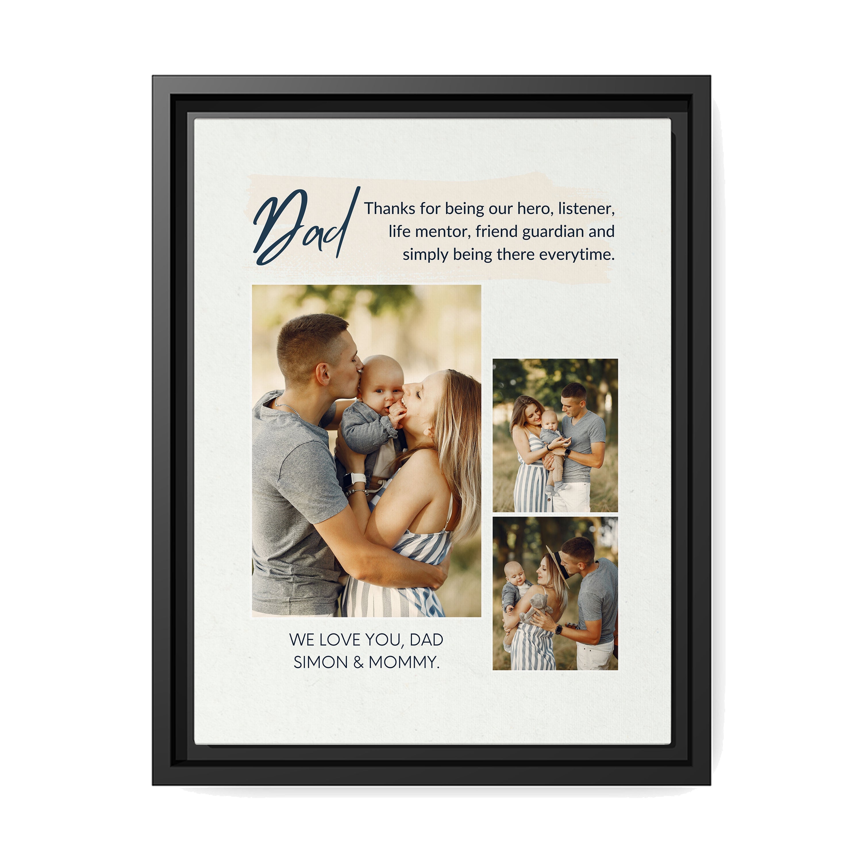 Thanks for being our hero - Personalized Father's Day or Birthday gift for Dad - Custom Canvas Print - MyMindfulGifts
