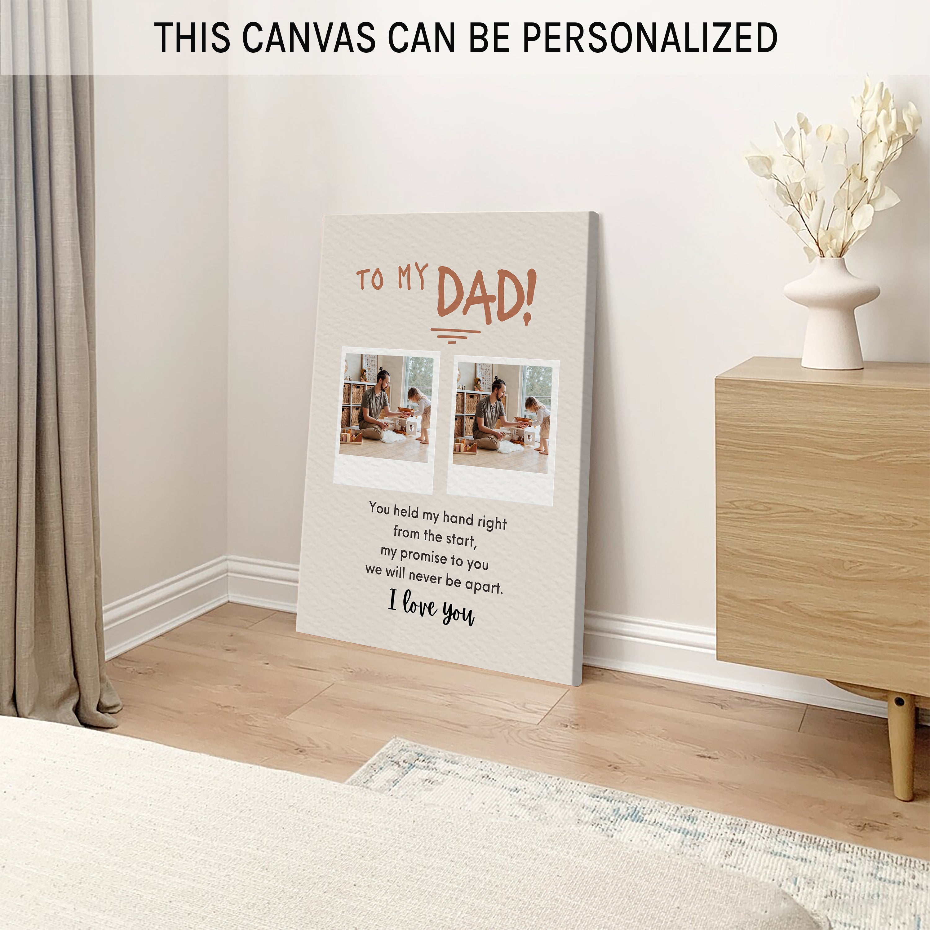 You Held My Hand Right From The Start - Personalized Father's Day, Birthday gift for Dad - Custom Canvas Print - MyMindfulGifts