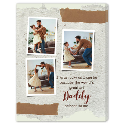 I'm As Lucky As I Can Be - Personalized Father's Day, Birthday gift for Dad - Custom Canvas Print - MyMindfulGifts
