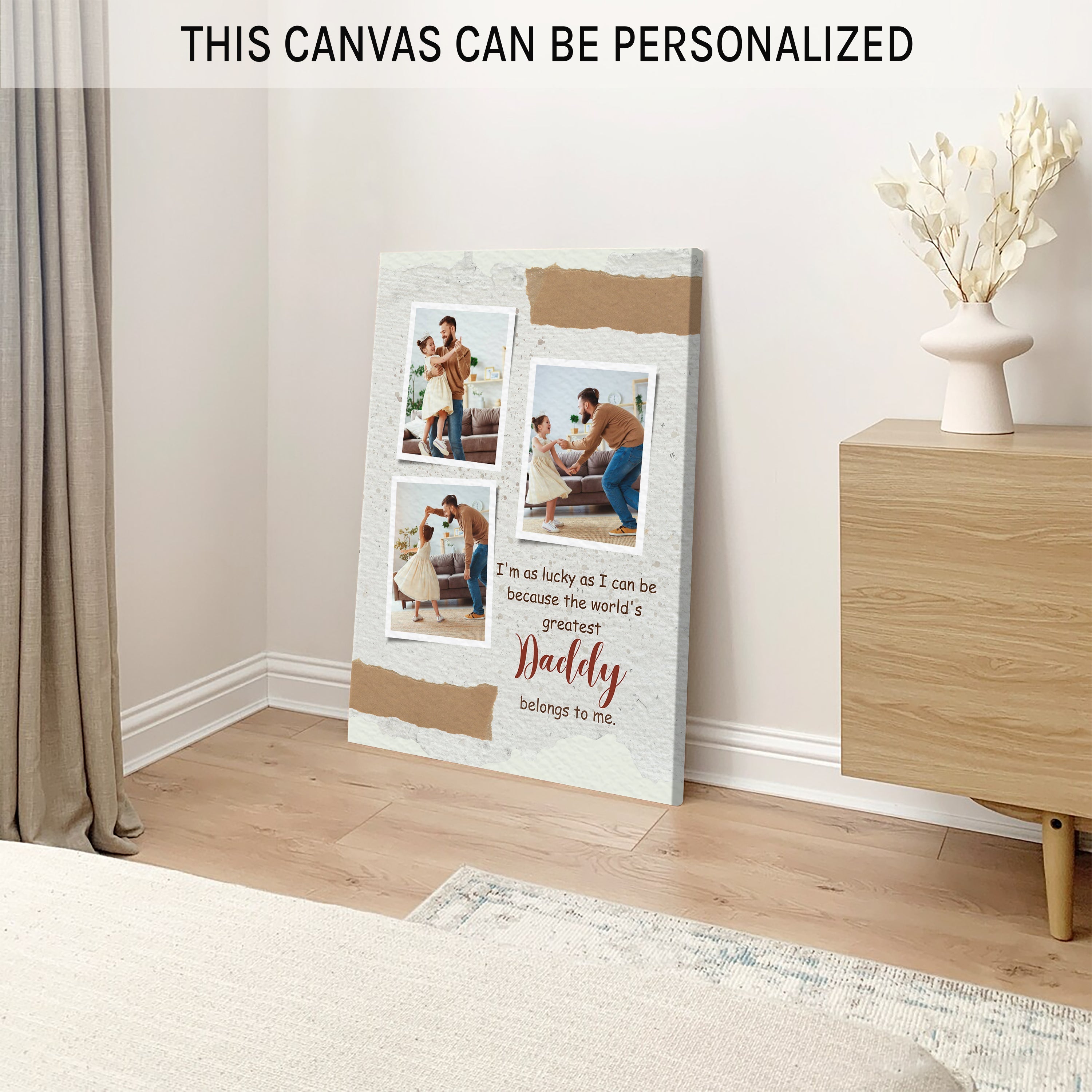 I'm As Lucky As I Can Be - Personalized Father's Day, Birthday gift for Dad - Custom Canvas Print - MyMindfulGifts