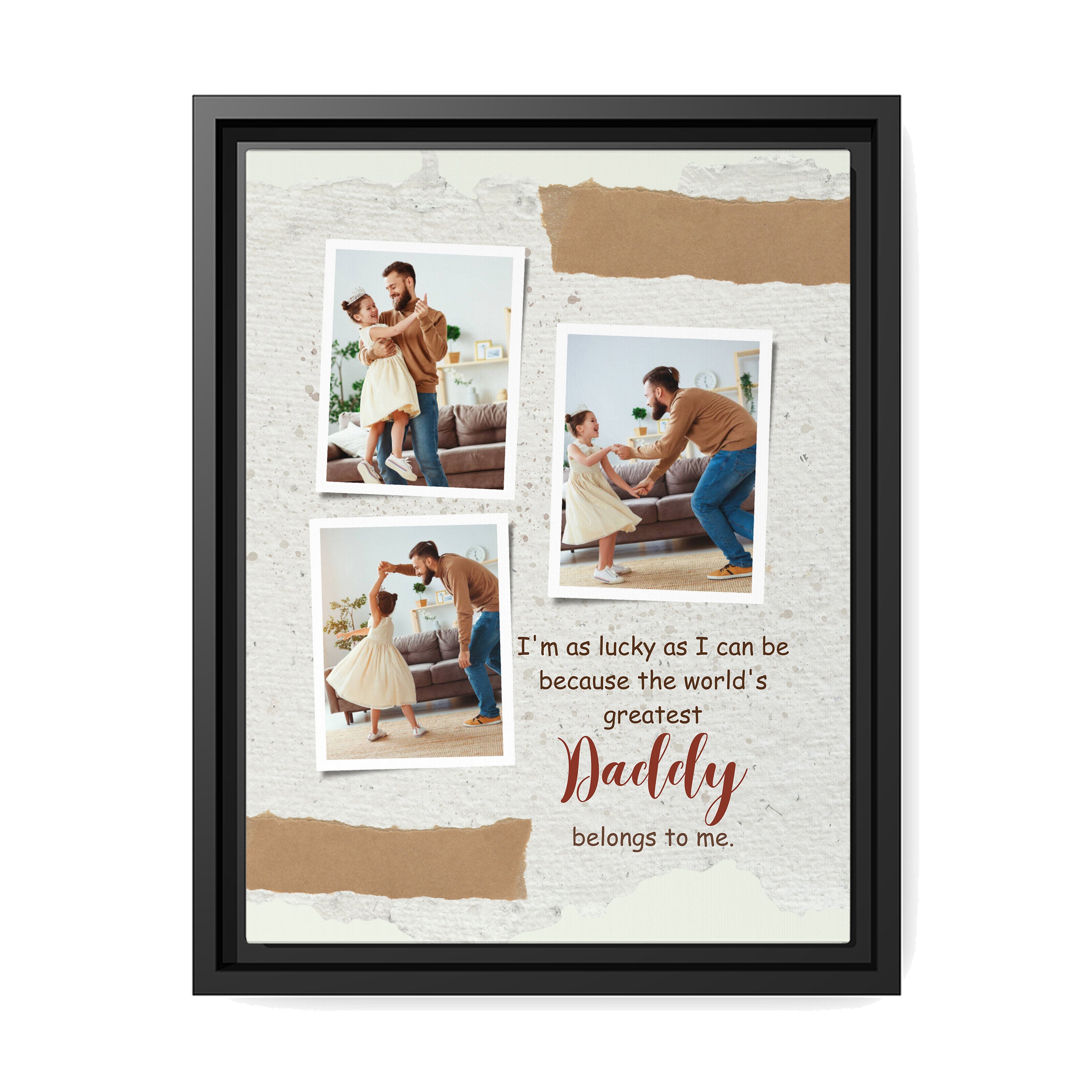 I'm As Lucky As I Can Be - Personalized Father's Day, Birthday gift for Dad - Custom Canvas Print - MyMindfulGifts