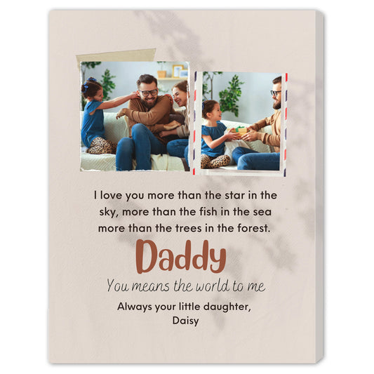 Daddy I Love You More Than The Star In The Sky - Personalized Father's Day, Birthday gift for Dad - Custom Canvas Print - MyMindfulGifts