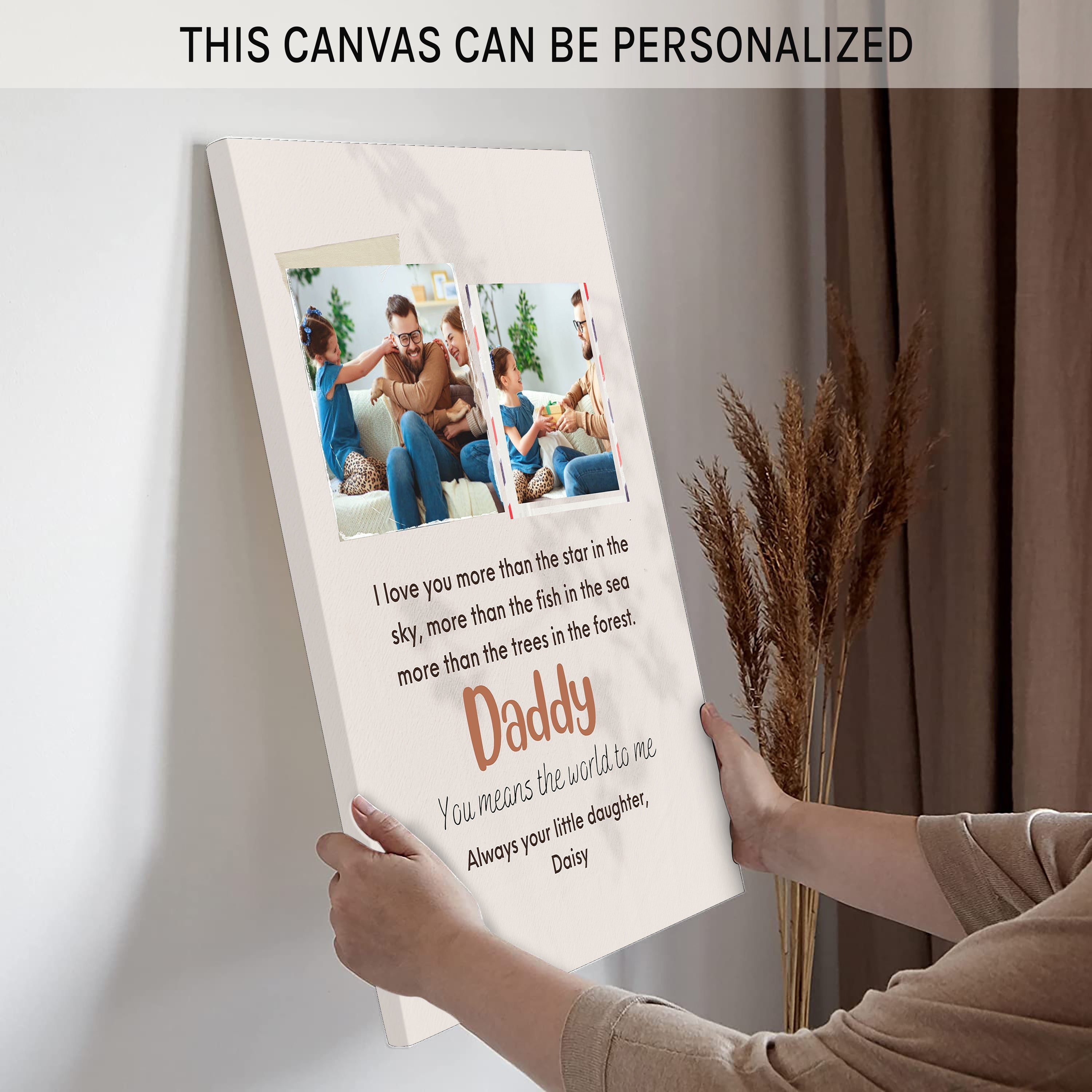 Daddy I Love You More Than The Star In The Sky - Personalized Father's Day, Birthday gift for Dad - Custom Canvas Print - MyMindfulGifts