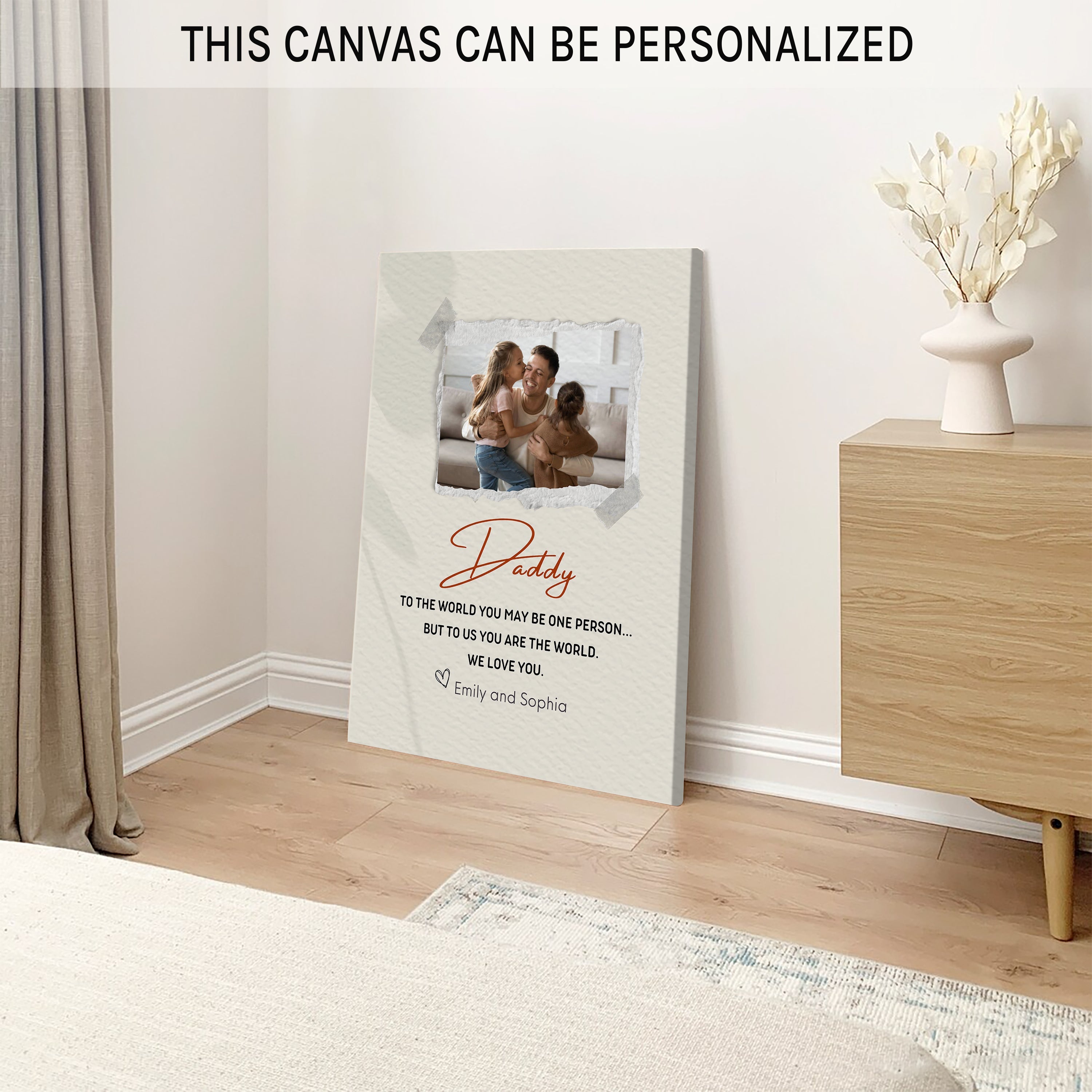 Daddy, To Us You Are The World - Personalized Father's Day, Birthday gift for Dad - Custom Canvas Print - MyMindfulGifts