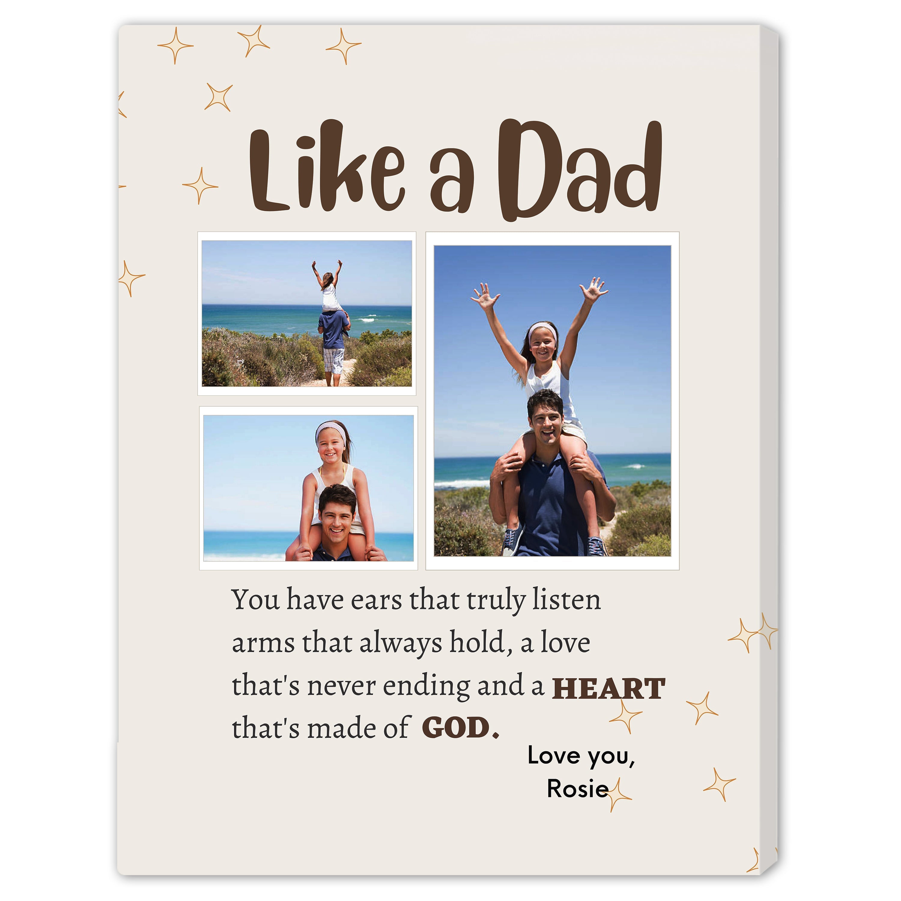 Like A Dad - Personalized Father's Day, Birthday gift for Dad - Custom Canvas Print - MyMindfulGifts
