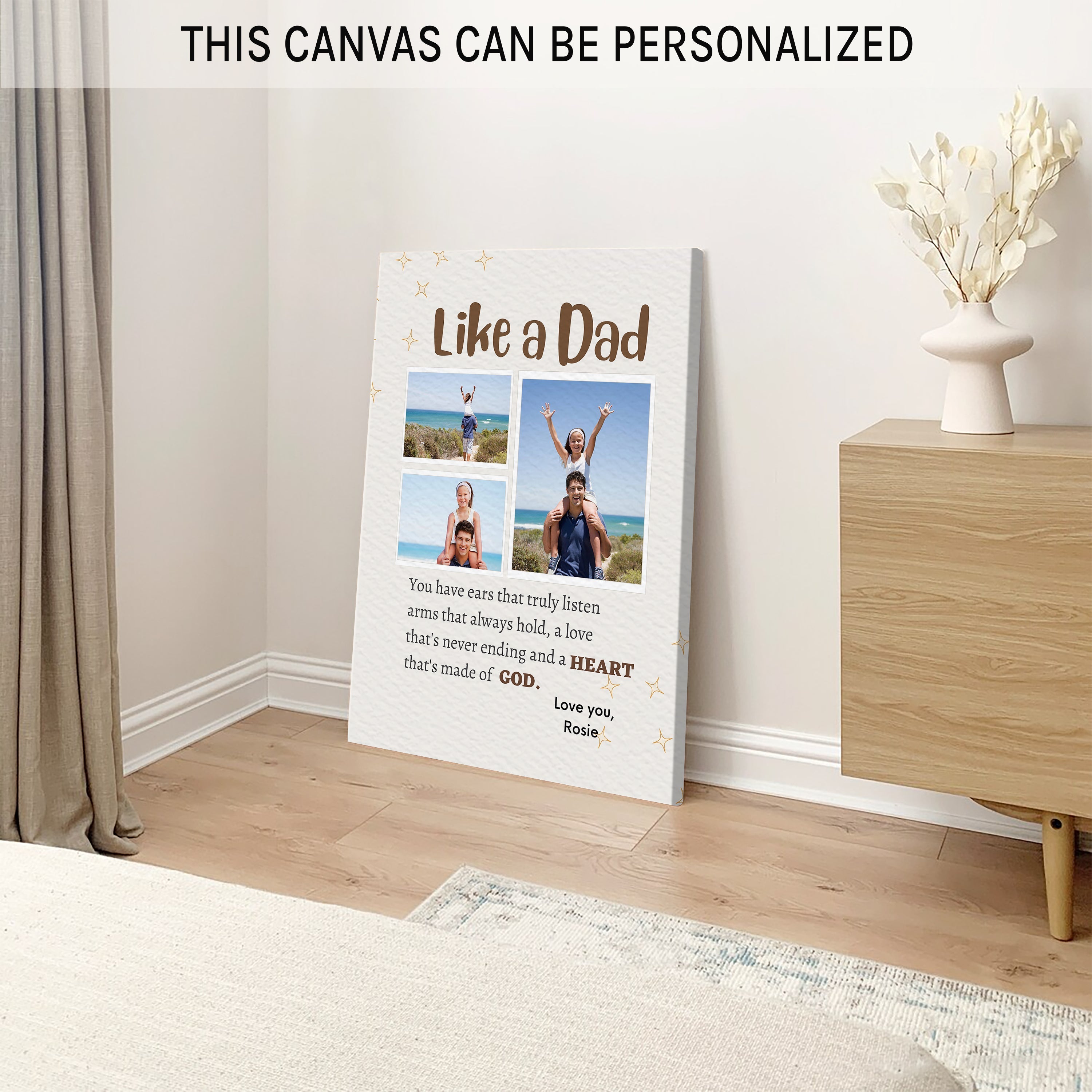 Like A Dad - Personalized Father's Day, Birthday gift for Dad - Custom Canvas Print - MyMindfulGifts