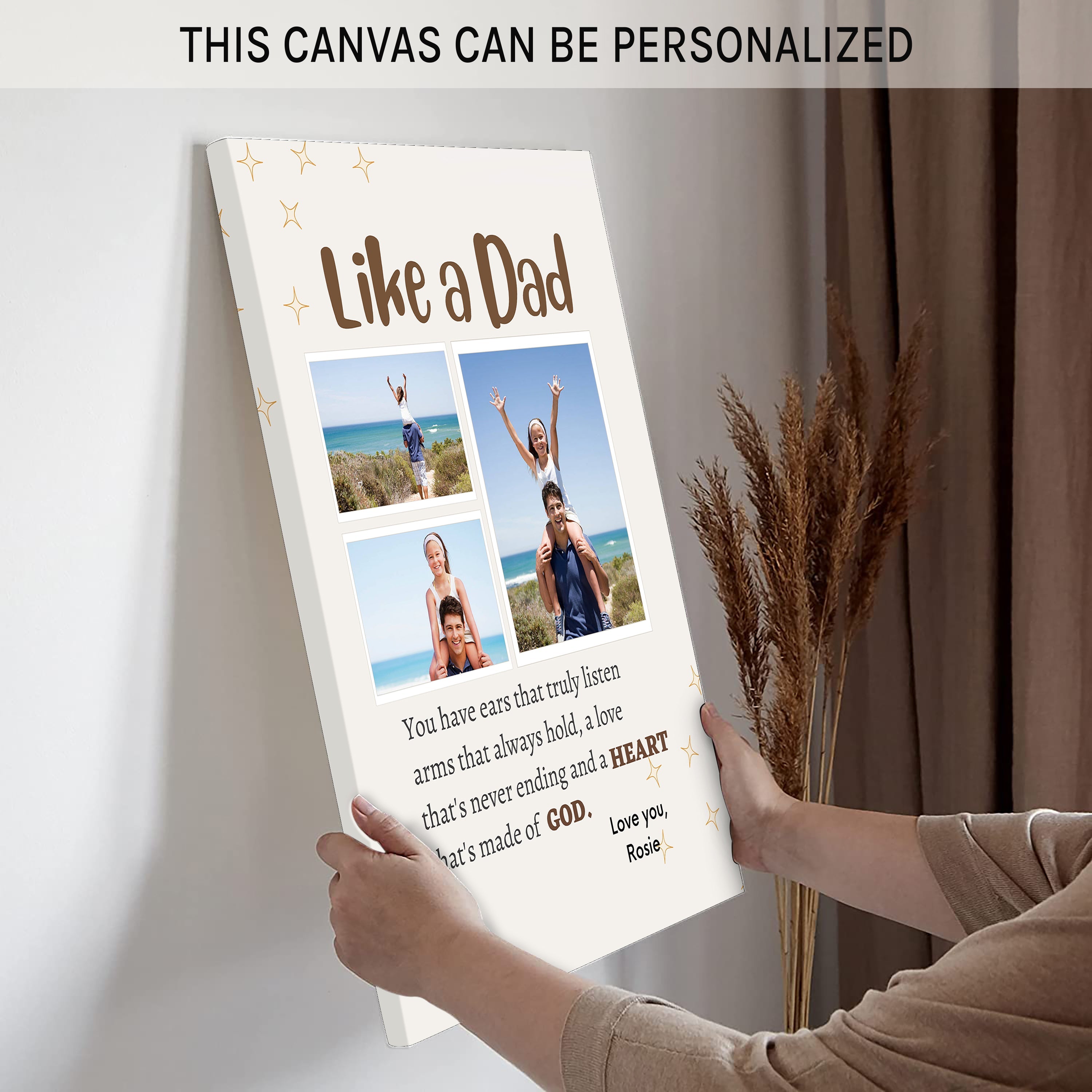 Like A Dad - Personalized Father's Day, Birthday gift for Dad - Custom Canvas Print - MyMindfulGifts