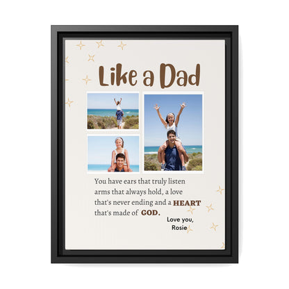 Like A Dad - Personalized Father's Day, Birthday gift for Dad - Custom Canvas Print - MyMindfulGifts
