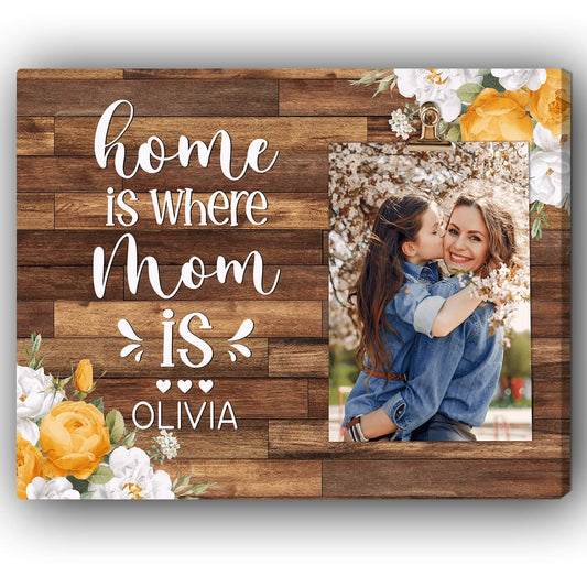 Home is where mom is - Personalized Mother's Day or Birthday gift for Grandma - Custom Canvas Print - MyMindfulGifts