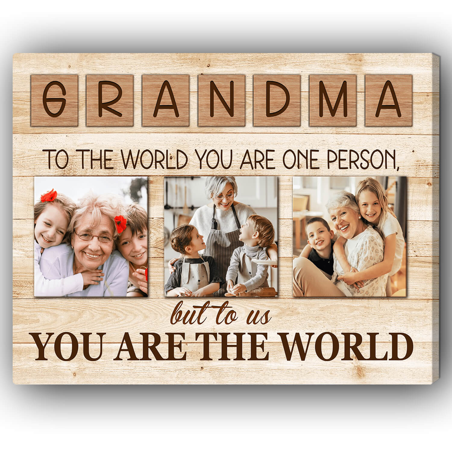 Grandma to the world - Personalized Mother's Day or Birthday gift for Grandma - Custom Canvas Print - MyMindfulGifts