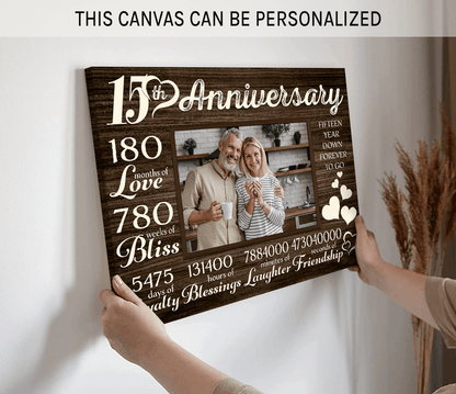 Personalized 15 year anniversary gift for him for her - 180 months of love - custom Couple Canvas print - MyMindfulGifts