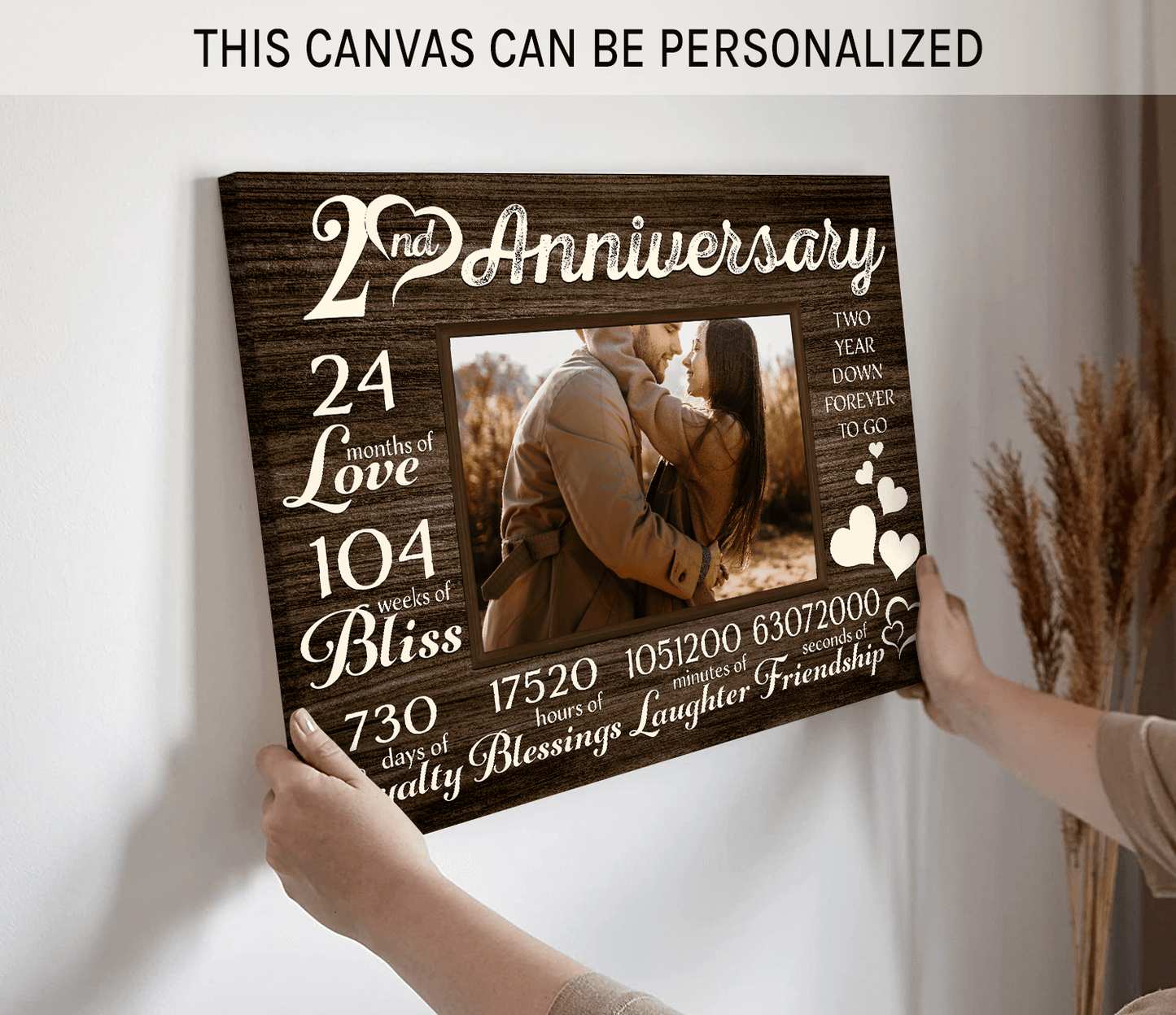 Personalized 2 year anniversary gift for him for her - 24 months of love - custom Couple Canvas print - MyMindfulGifts