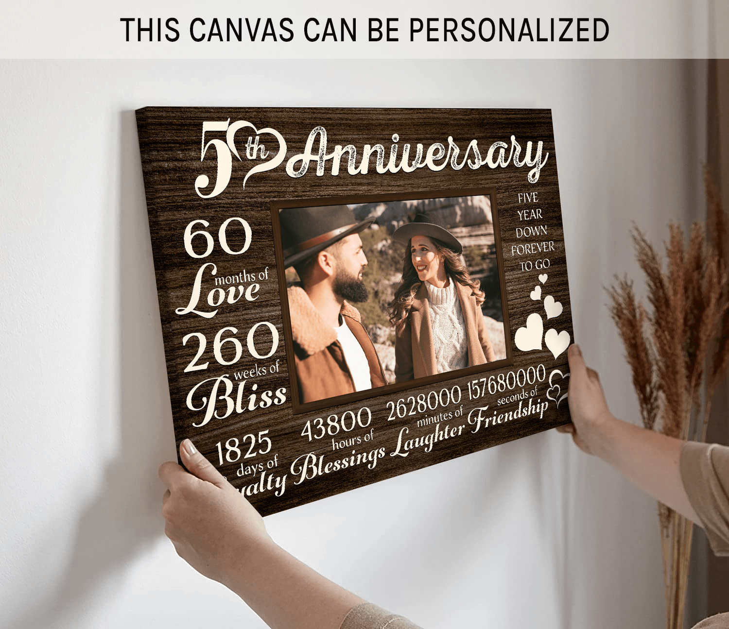 Personalized 5 Year Anniversary Gifts For Couple Custom Photo Canvas Print  - Oh Canvas