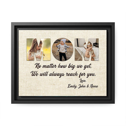 Personalized Mother's day gift for mom - Mom, no matter how big we get, we will always reach for you - custom Canvas print - MyMindfulGifts