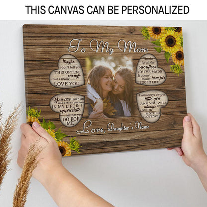 Personalized Mother's Day or birthday gift for mom - To my mom - custom Canvas Print - MyMindfulGifts