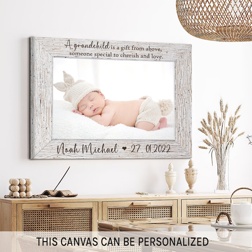 Personalized Mother's day gift for grandma - A grandchild is a gift from above - custom Photo Canvas print - MyMindfulGifts
