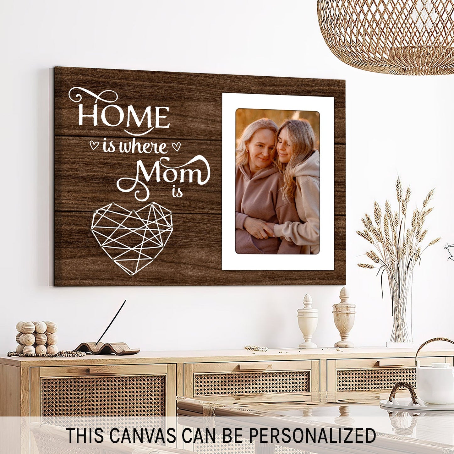 Personalized Mother's day and birthday gift for mom - Home is where mom is - custom Photo Canvas print - MyMindfulGifts