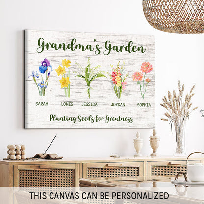 Personalized Mother's Day or birthday gift for Grandma - Grandma garden - custom Canvas Print - MyMindfulGifts