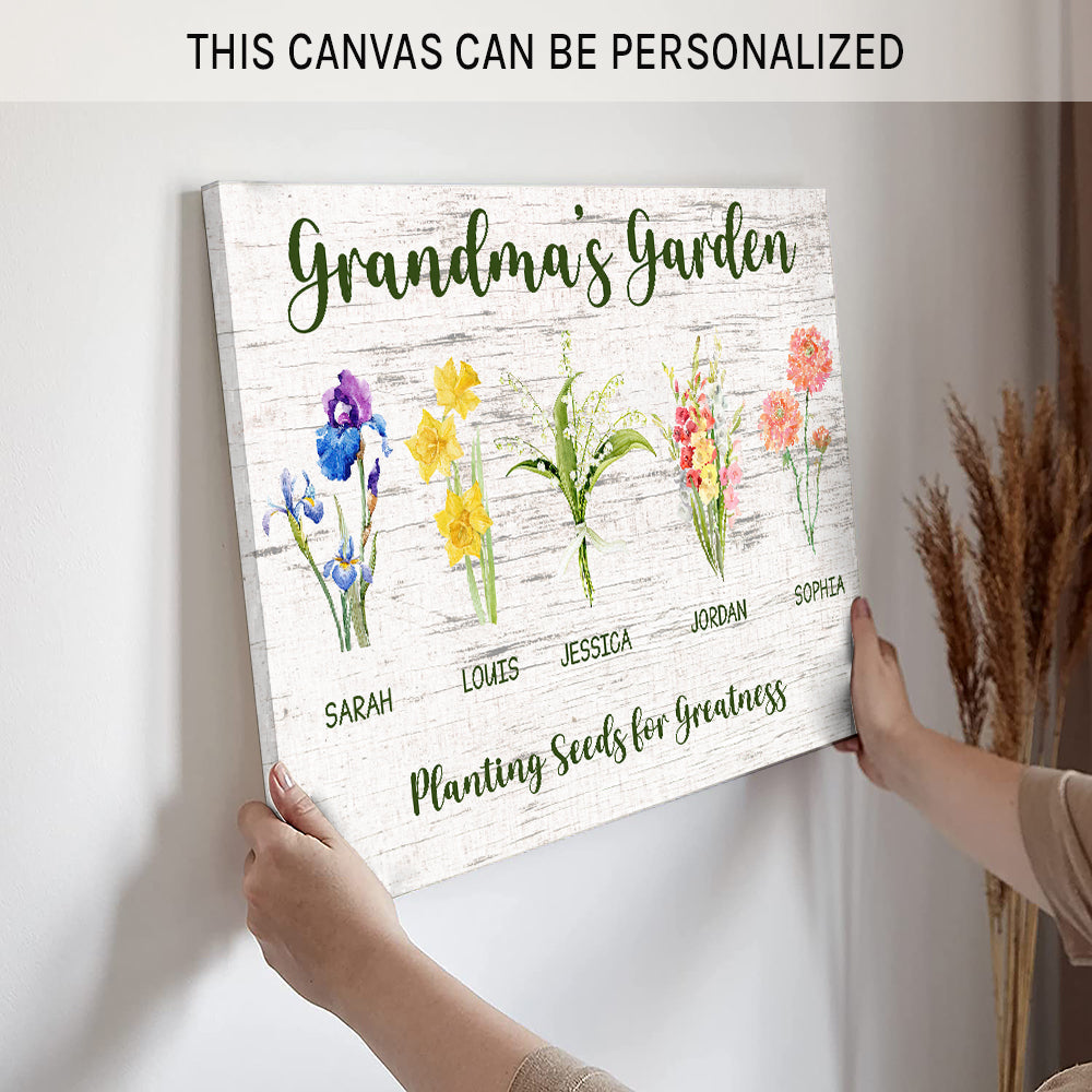 Personalized Mother's Day or birthday gift for Grandma - Grandma garden - custom Canvas Print - MyMindfulGifts
