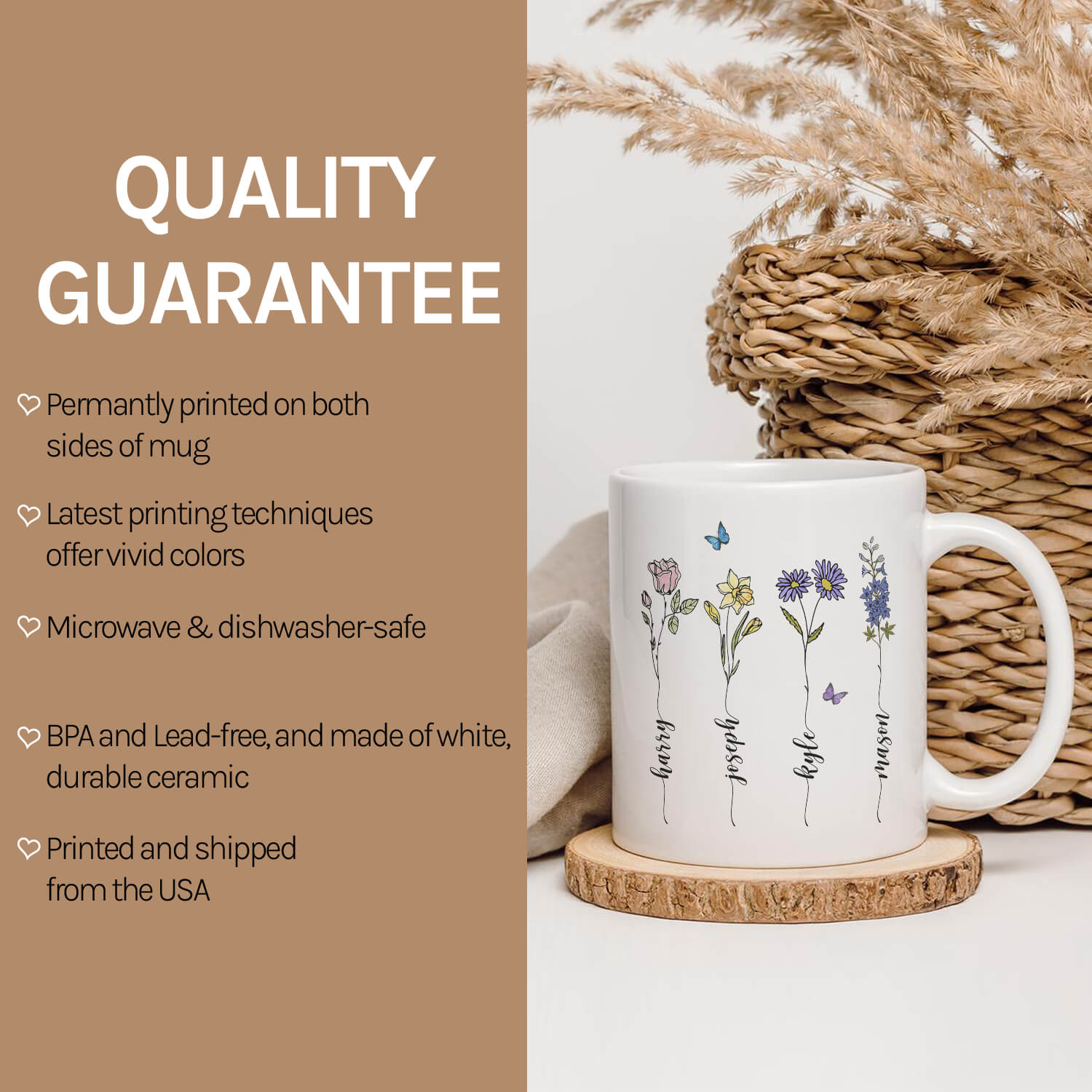 Flower garden - Personalized Mother's Day, Birthday gift for Mom or for Grandma - Custom Mug - MyMindfulGifts