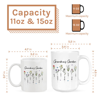 Grandma's Garden - Personalized Mother's Day or Birthday gift for Grandma - Custom Mug - MyMindfulGifts