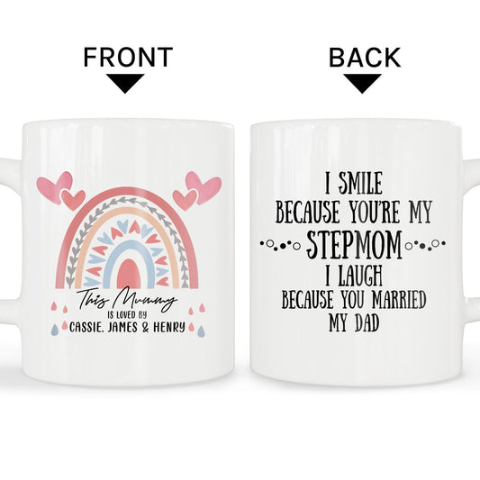 This mommy is loved by - Personalized Mother's Day or Birthday gift for Step Mom - Custom Mug - MyMindfulGifts