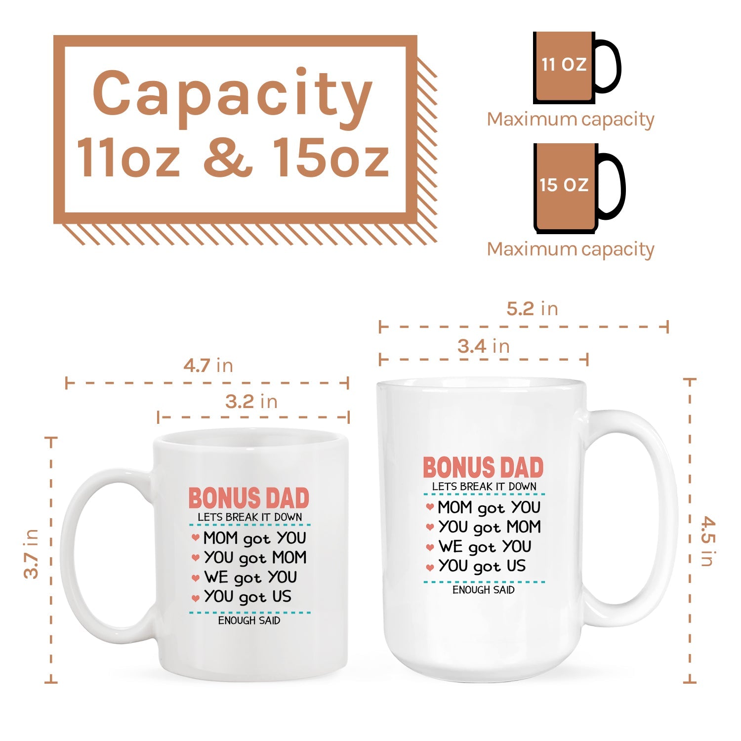 Bonus Dad Break It Down Personalized Father's Day or Birthday gift for Step Dad Custom Mug MyMindfulGifts