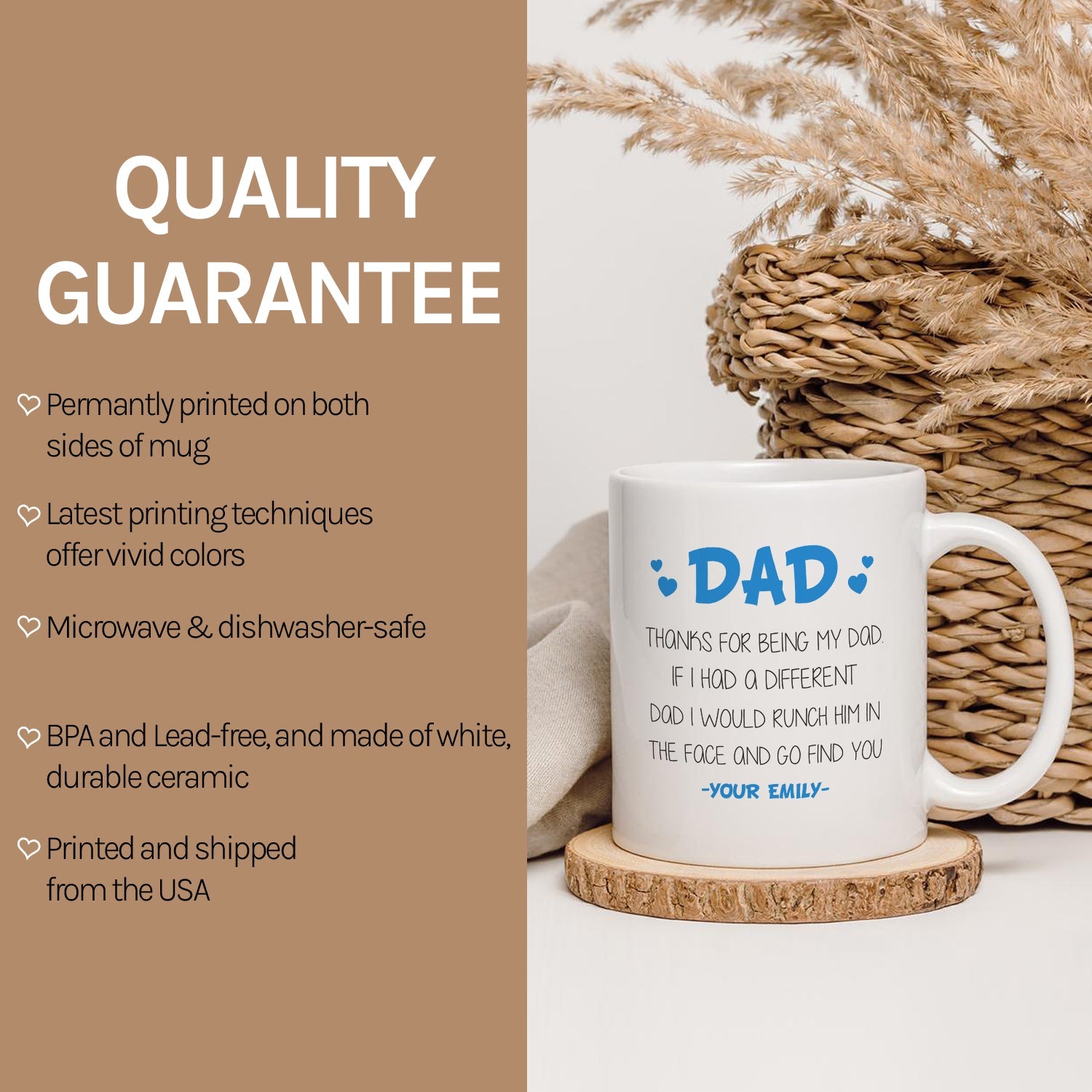 Thank For Being My Dad - Personalized Father's Day or Birthday gift for Dad   - Custom Mug - MyMindfulGifts