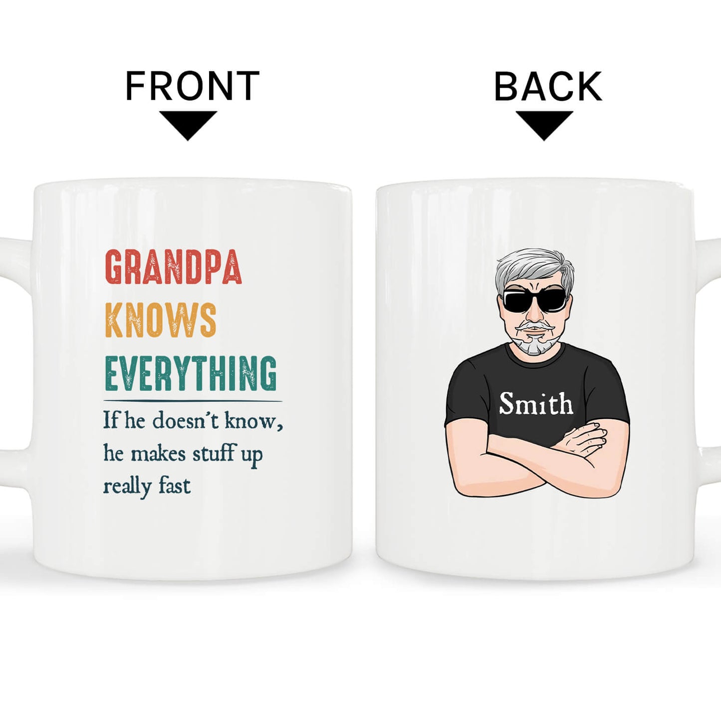 Grandpa Knows Everything - Personalized Father's Day or Birthday gift for Grandpa - Custom Mug - MyMindfulGifts