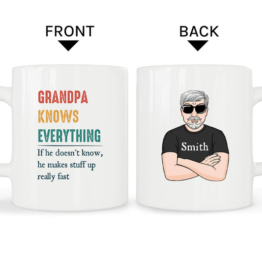 Grandpa Knows Everything - Personalized Father's Day or Birthday gift for Grandpa - Custom Mug - MyMindfulGifts