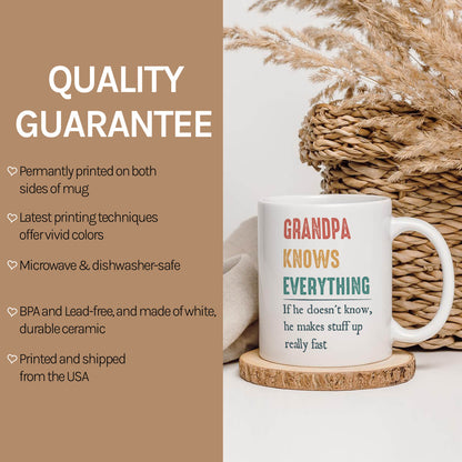 Grandpa Knows Everything - Personalized Father's Day or Birthday gift for Grandpa - Custom Mug - MyMindfulGifts