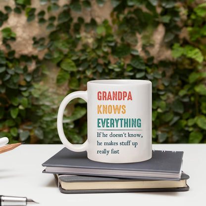 Grandpa Knows Everything - Personalized Father's Day or Birthday gift for Grandpa - Custom Mug - MyMindfulGifts