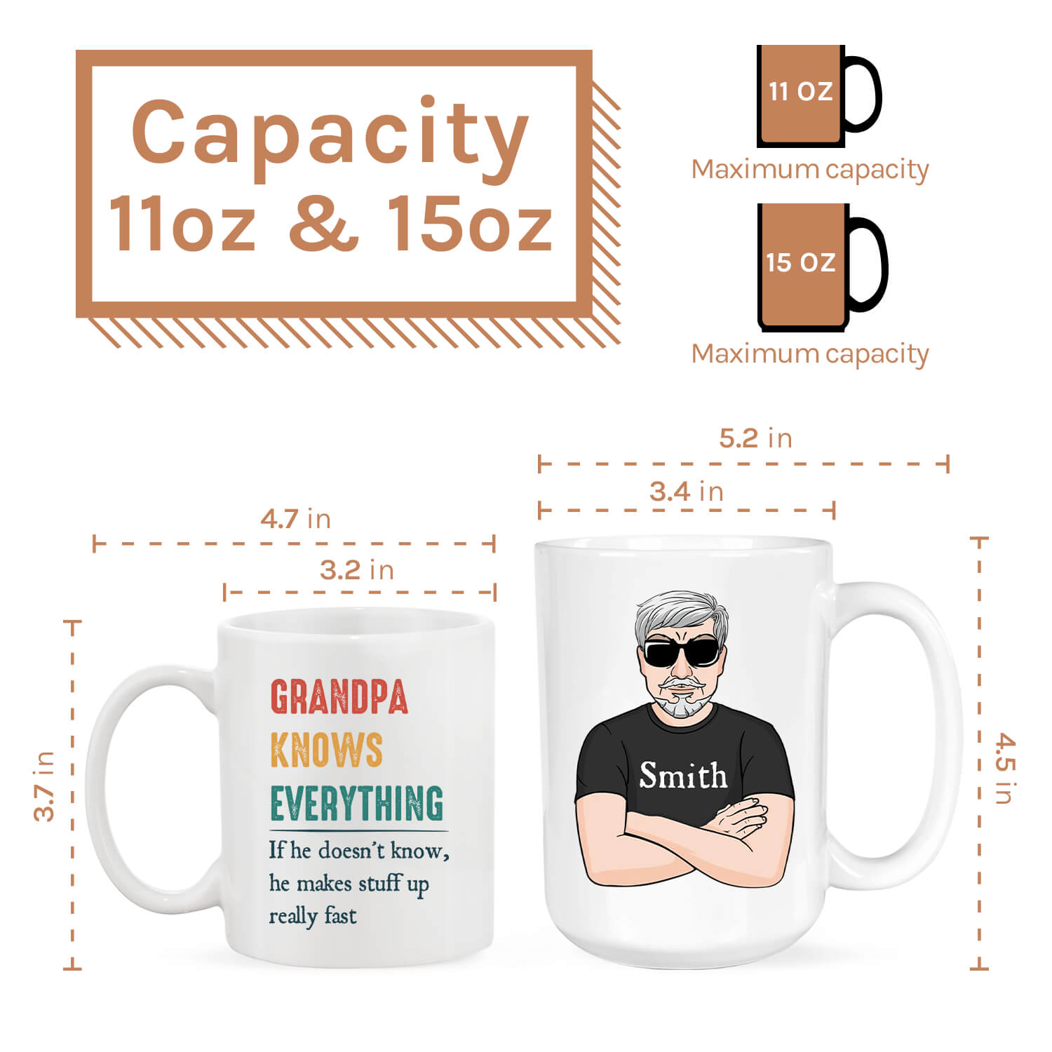 Grandpa Knows Everything - Personalized Father's Day or Birthday gift for Grandpa - Custom Mug - MyMindfulGifts