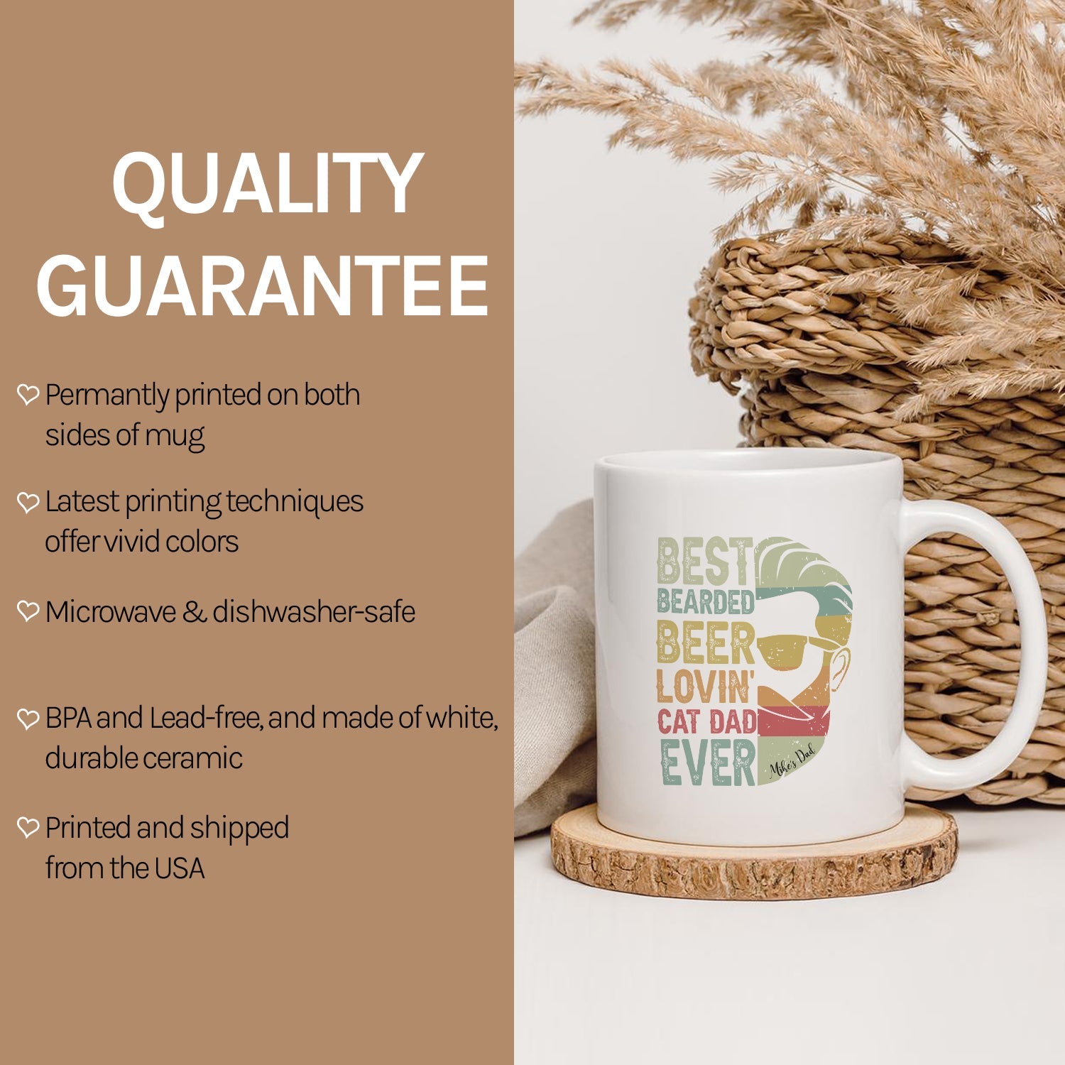 Best Bearded Cat Dad - Personalized Father's Day gift for Dad - Custom Mug - MyMindfulGifts