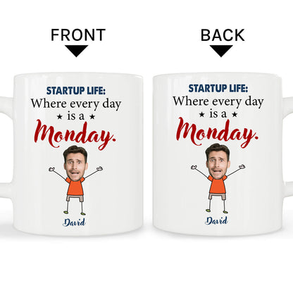 Startup life: Where every day is a Monday. - Personalized Birthday gift for Startup Founder - Custom Mug - MyMindfulGifts