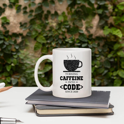 Turning caffeine into code - Personalized Birthday gift for Software Engineer - Custom Mug - MyMindfulGifts