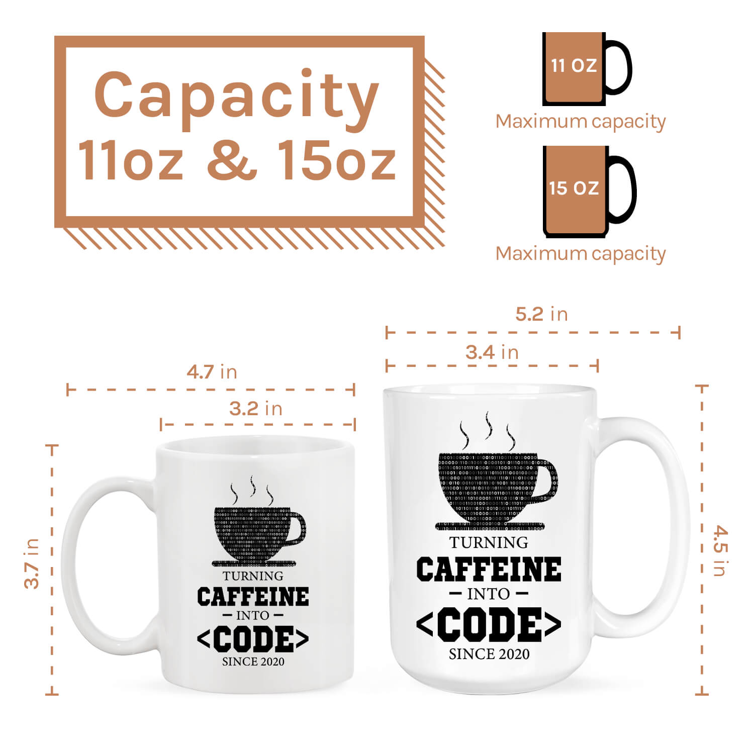 Turning caffeine into code - Personalized Birthday gift for Software Engineer - Custom Mug - MyMindfulGifts