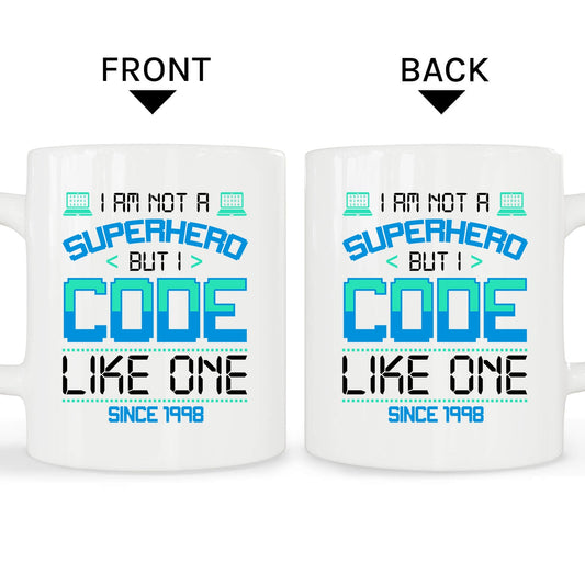 I'm not a superhero, but I code like one - Personalized Birthday gift for Software Engineer - Custom Mug - MyMindfulGifts