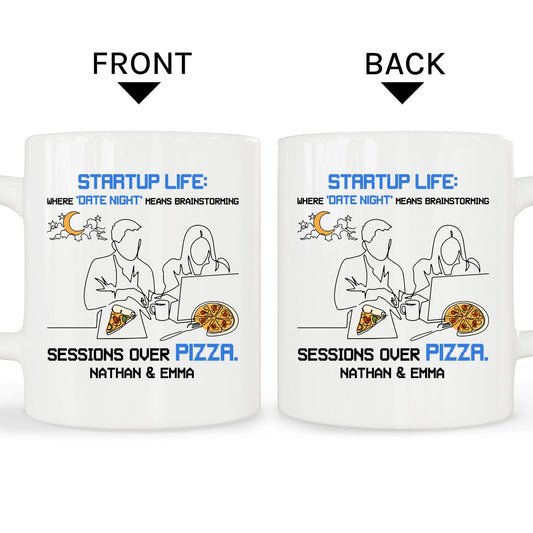 Brainstorming Sessions Over Pizza - Personalized Birthday gift for Startup Founder - Custom Mug - MyMindfulGifts