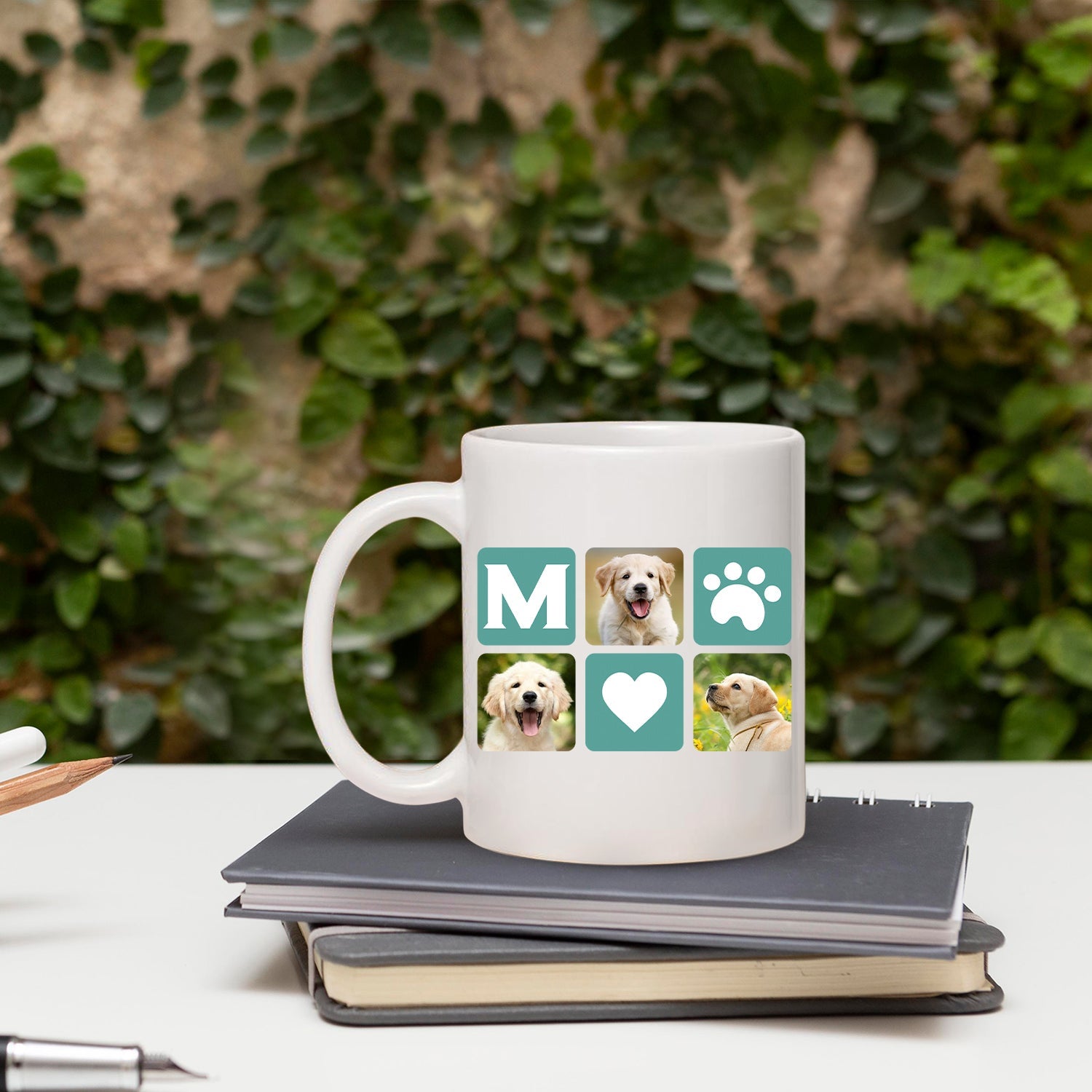 Modern Pet Monogram Photo Collage - Personalized Birthday or Christmas gift for Dog Lovers - Custom Mug - MyMindfulGifts