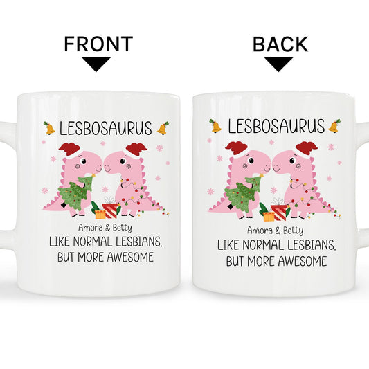 Lesbosaurus - Personalized Christmas gift for Lesbian - Custom Mug - MyMindfulGifts