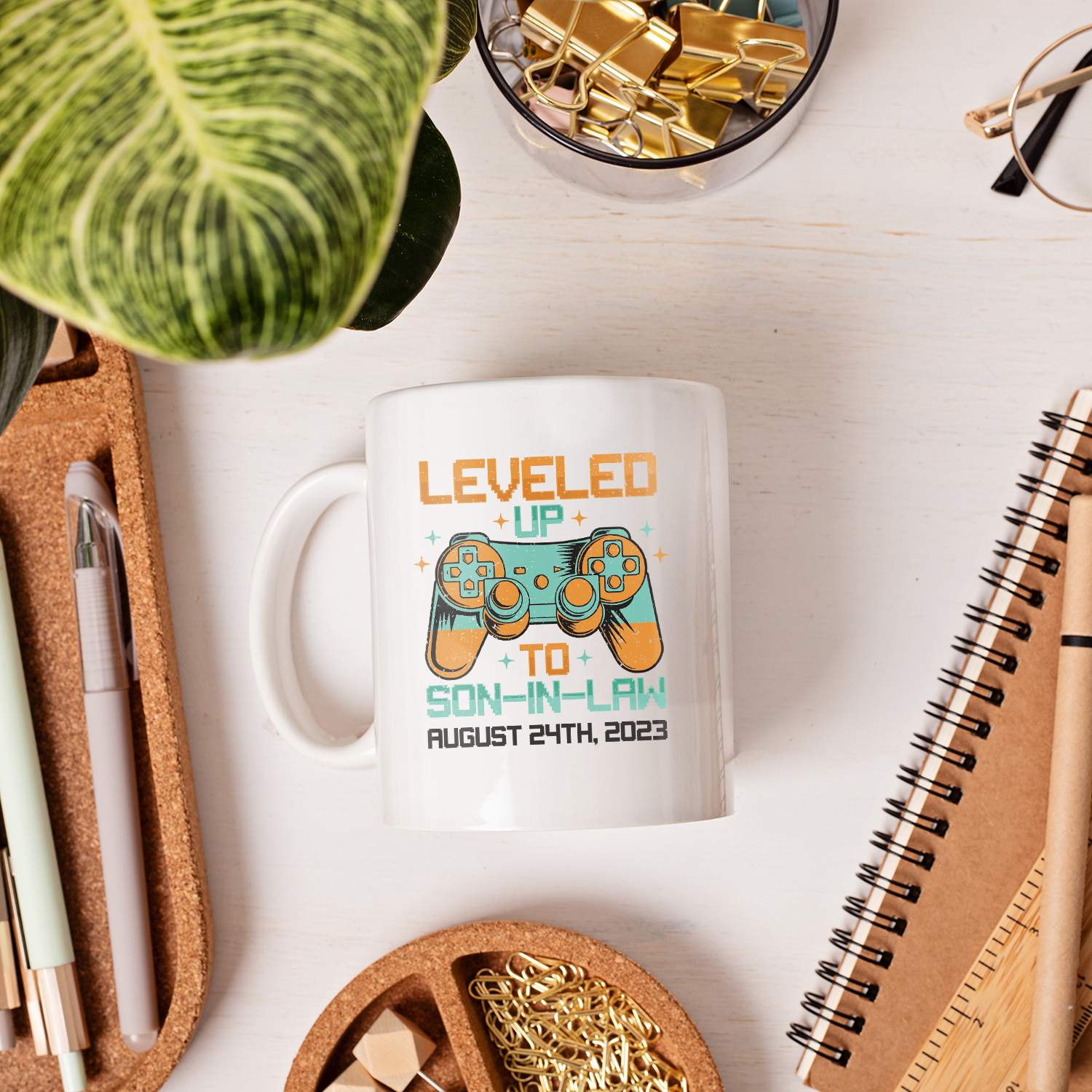 Leveled Up To Son-in-law - Personalized Birthday or First Christmas gift for Son In Law - Custom Mug - MyMindfulGifts
