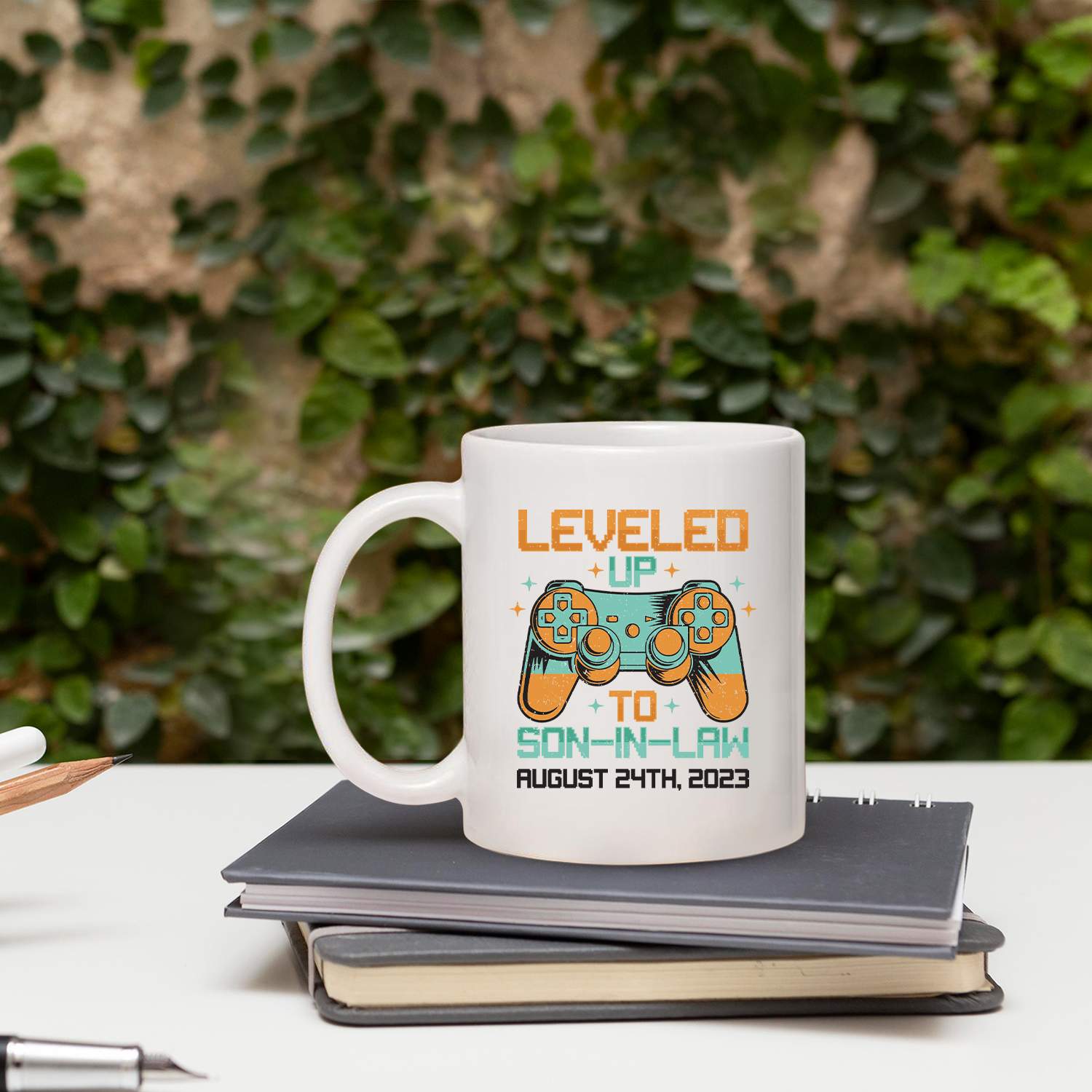 Leveled Up To Son-in-law - Personalized Birthday or First Christmas gift for Son In Law - Custom Mug - MyMindfulGifts