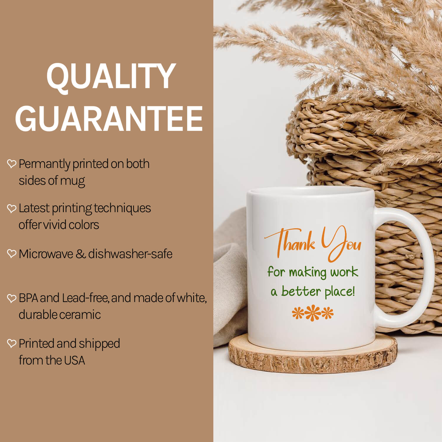 Thank You For Making Work A Better Place - Personalized Birthday or Christmas gift For Coworkers or Employees - Custom Mug - MyMindfulGifts