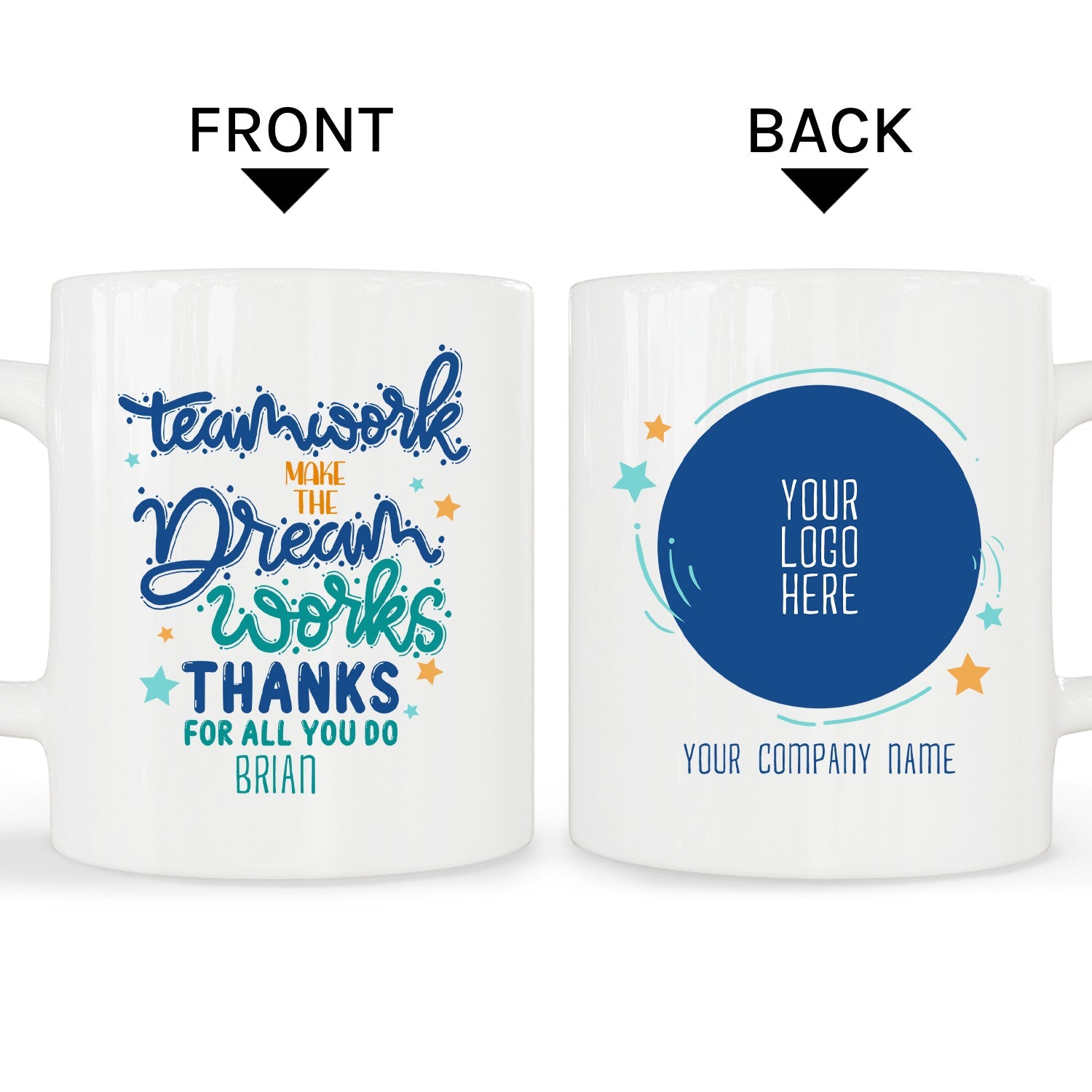 Teamwork Makes The Dream Works - Personalized Birthday or Christmas gift For Employees - Custom Mug - MyMindfulGifts