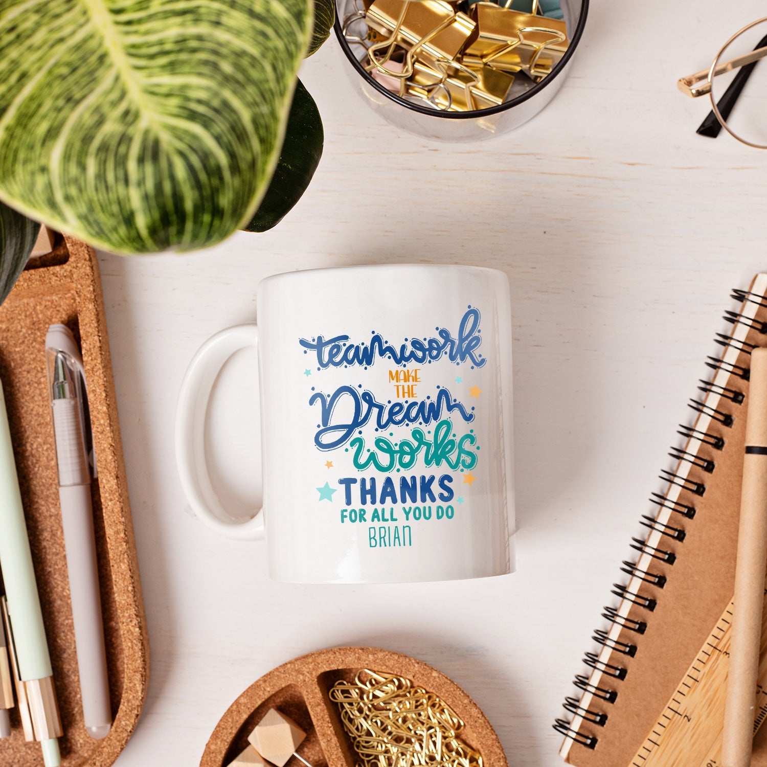 Teamwork Makes The Dream Works - Personalized Birthday or Christmas gift For Employees - Custom Mug - MyMindfulGifts