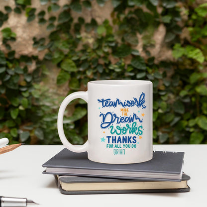 Teamwork Makes The Dream Works - Personalized Birthday or Christmas gift For Employees - Custom Mug - MyMindfulGifts