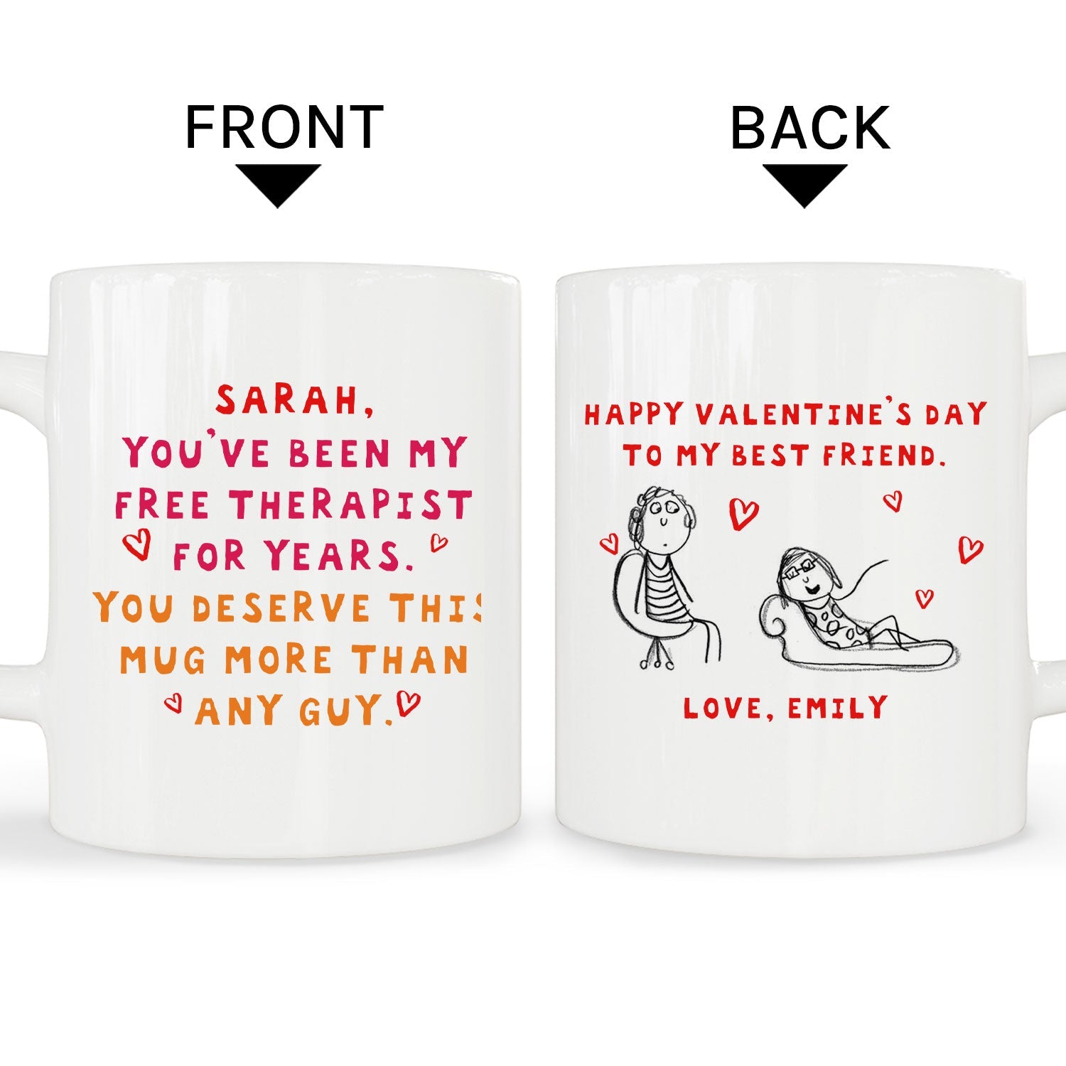 You've Been My Free Therapist For Years - Personalized Galentine's Day gift For Best Friend - Custom Mug - MyMindfulGifts